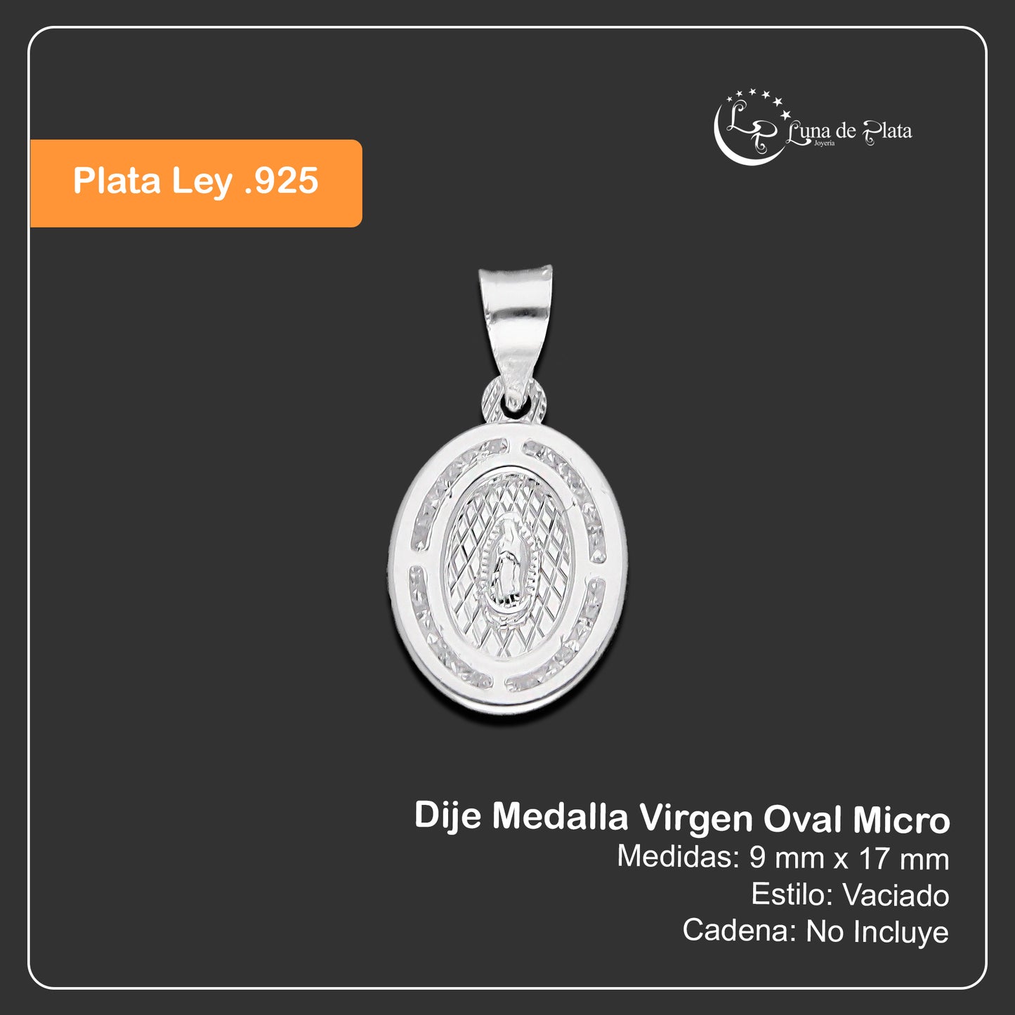 LPDJ281 Dije Medalla Virgen Oval Micro Plata .925 2590806923