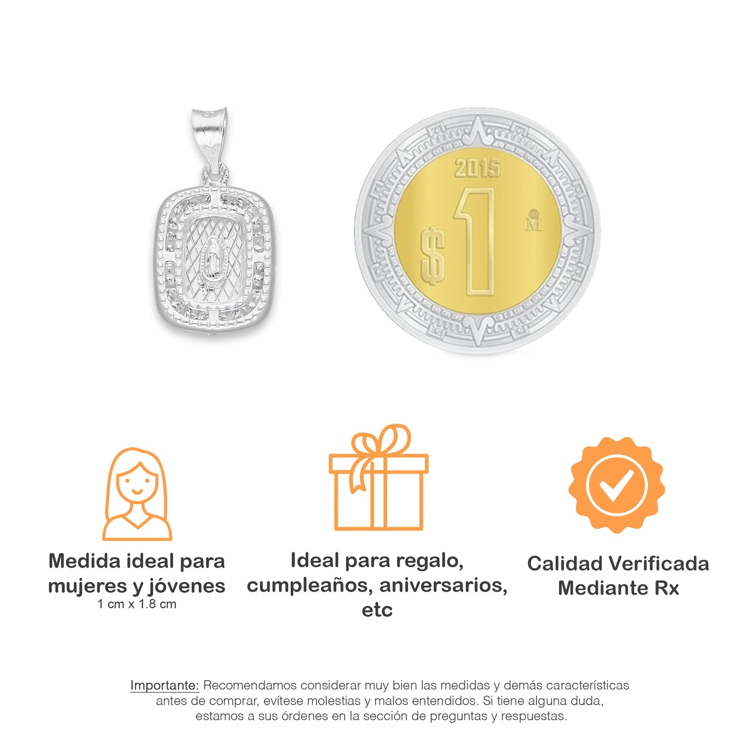 LPDJ282 Dije Medalla Virgen Rectangulo Micro en Plata .925 4429896722