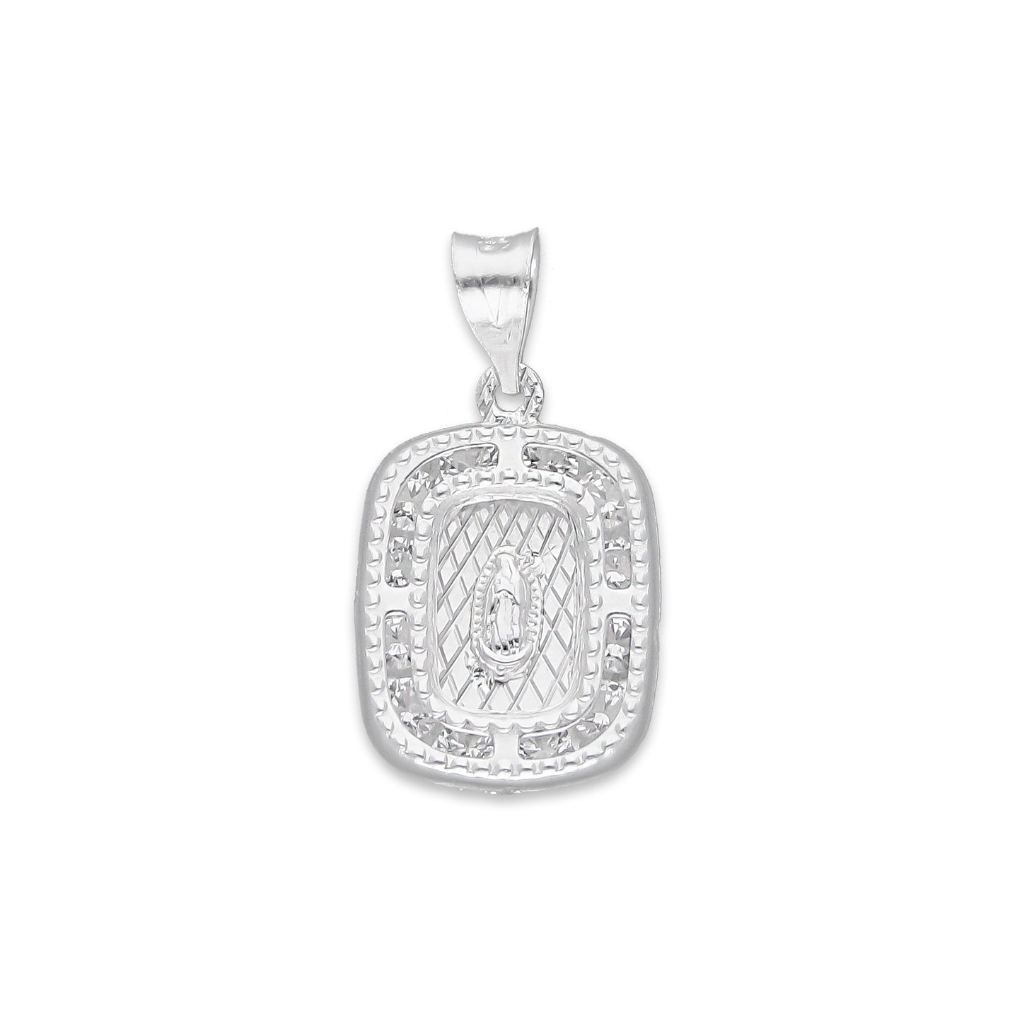 LPDJ282 Dije Medalla Virgen Rectangulo Micro en Plata .925 4429896722