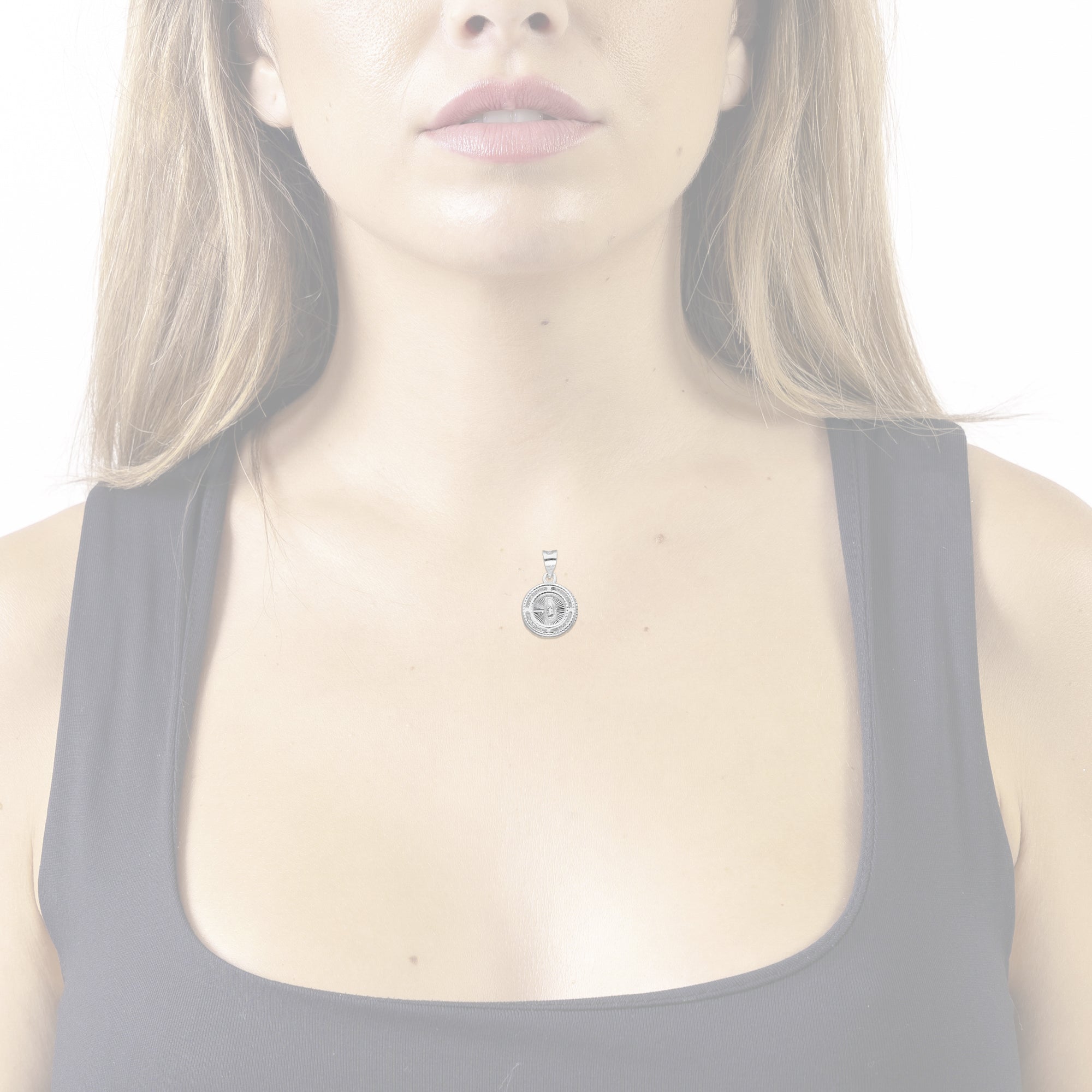 LPDJ283 Dije Medalla Virgen Redonda Micro en Plata .925 2590906215