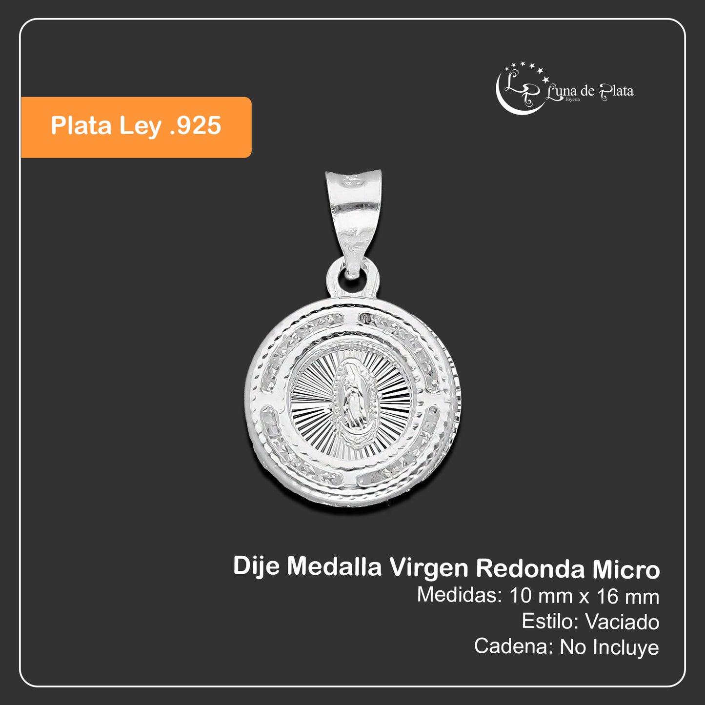 LPDJ283 Dije Medalla Virgen Redonda Micro en Plata .925 2590906215