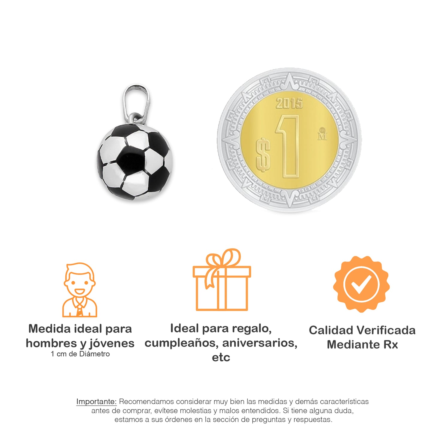 LPDJ284 Dije Balon Futbol Chico Diámetro 1.0 cm en Plata .925 Taxco Gro 4431813490