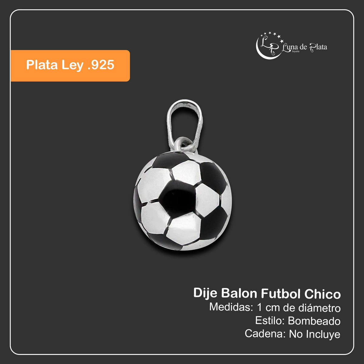 LPDJ284 Dije Balon Futbol Chico Diámetro 1.0 cm en Plata .925 Taxco Gro 4431813490
