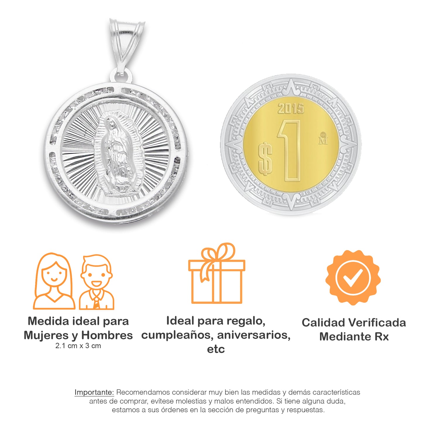 LPDJ288 Dije De Plata Mod Medalla Virgen Grabado Lasser Plata 925 Taxco Gro. 703440570