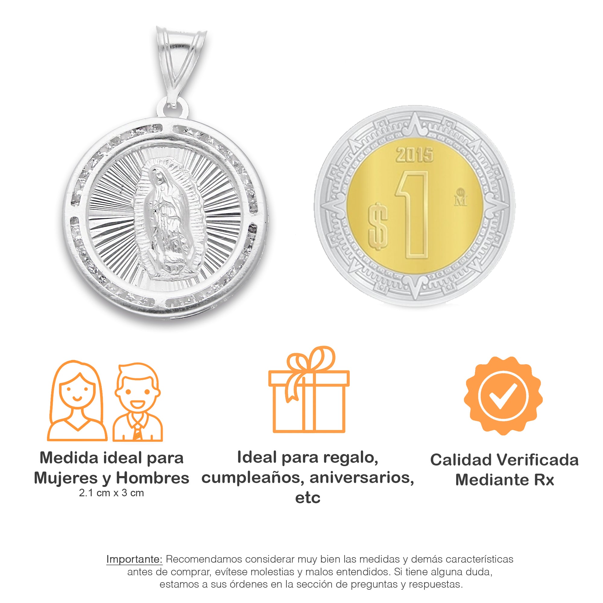 LPDJ288 Dije De Plata Mod Medalla Virgen Grabado Lasser Plata 925 Taxco Gro. 703440570