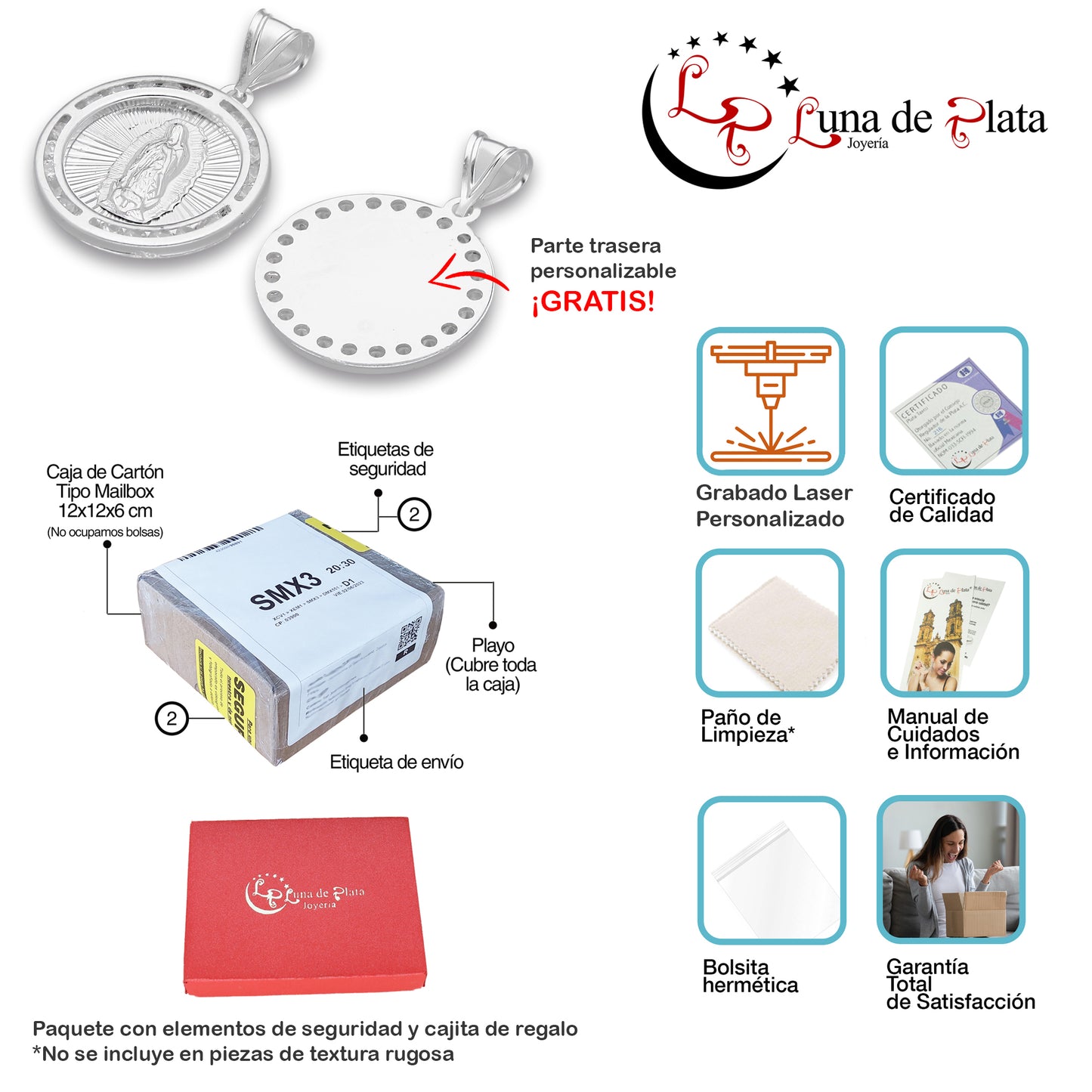 LPDJ288 Dije De Plata Mod Medalla Virgen Grabado Lasser Plata 925 Taxco Gro. 703440570