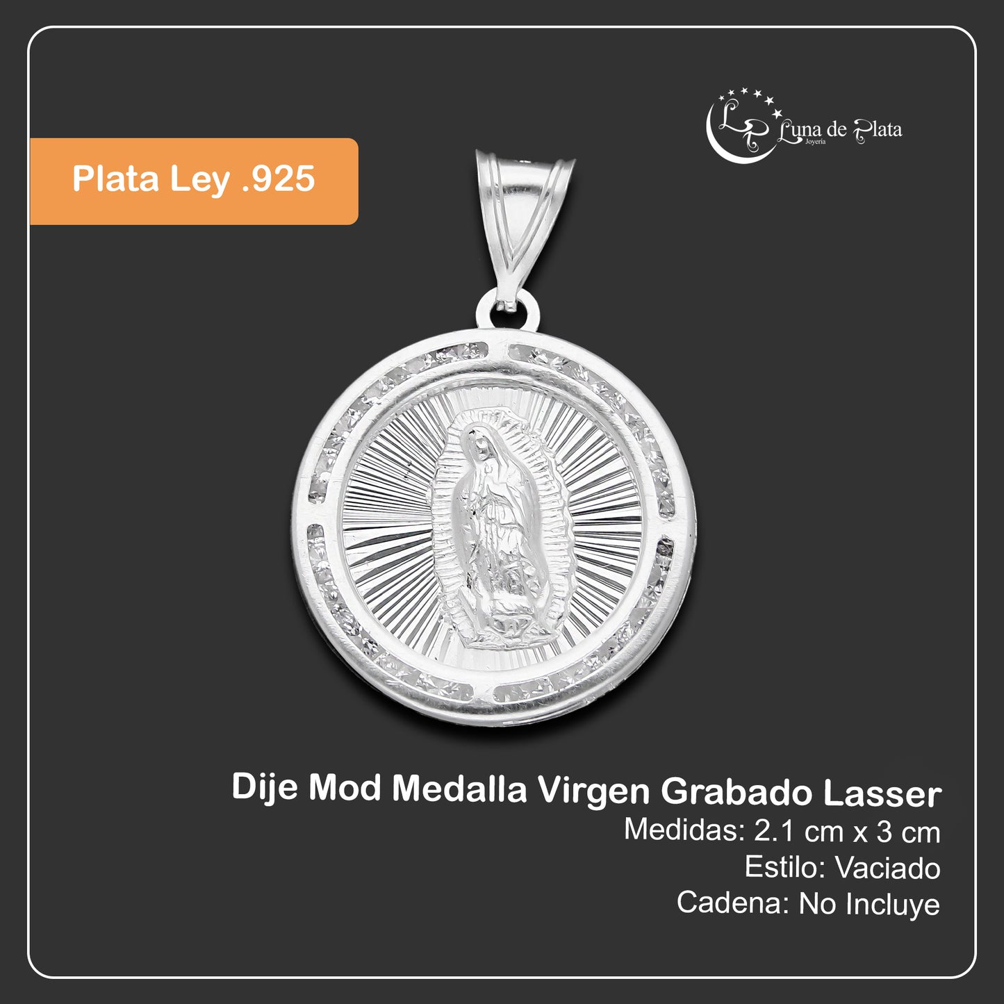 LPDJ288 Dije De Plata Mod Medalla Virgen Grabado Lasser Plata 925 Taxco Gro. 703440570