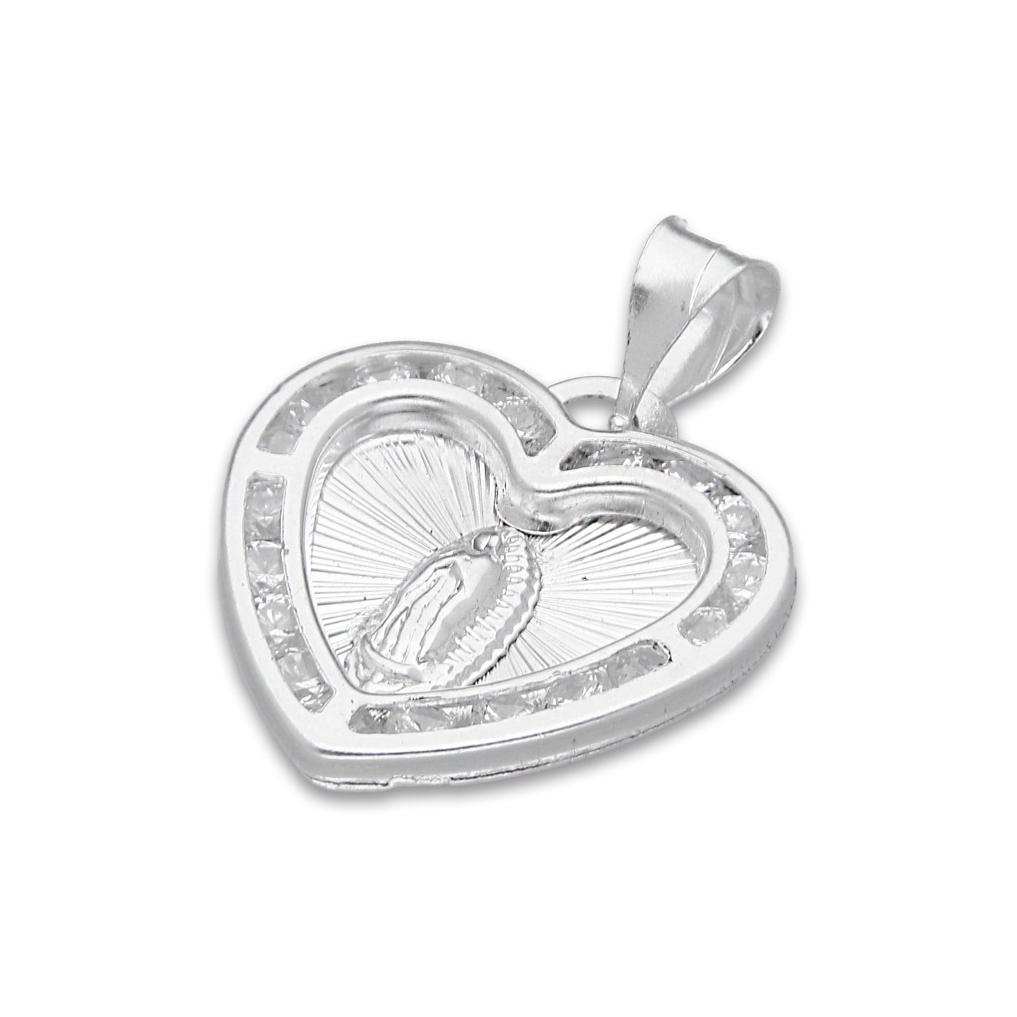 LPDJ289 Dije Medalla Corazon Virgen Quinceaños Grabado Lasser en Plata .925 2591041539