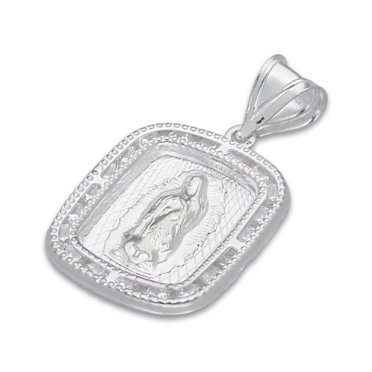 LPDJ290 Dije Medalla Virgen Rectangulo con Grabado Lasser Plata .925 4432344408