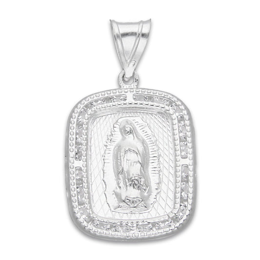 LPDJ290 Dije Medalla Virgen Rectangulo con Grabado Lasser Plata .925 4432344408
