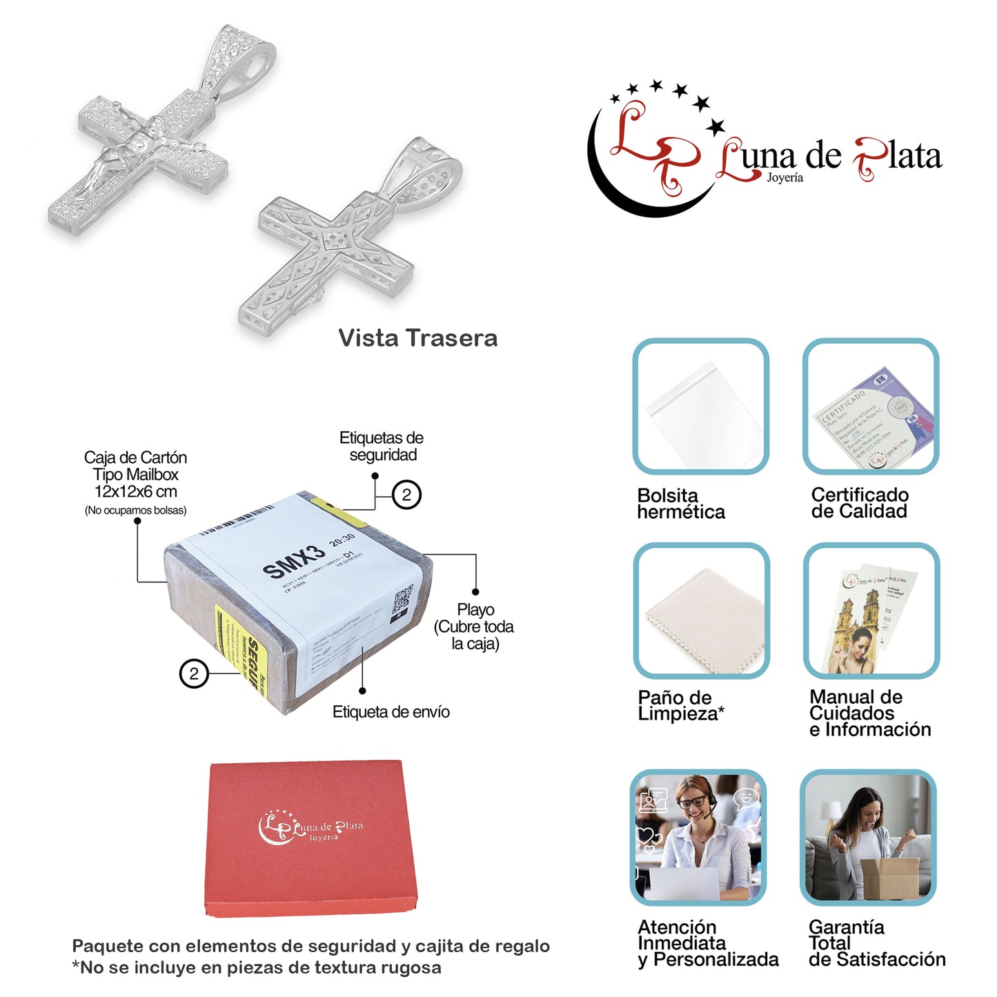 LPDJ291 Dije Crucifijo Struct Pavé 1.8 cm x 3.7 cm en Plata .925 2601036955