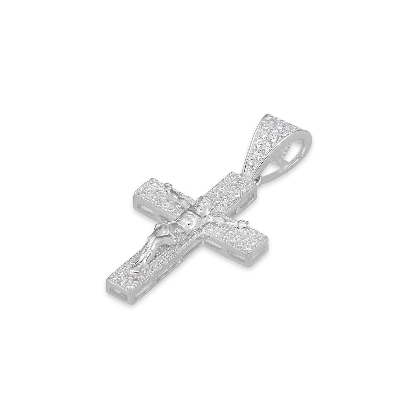 LPDJ291 Dije Crucifijo Struct Pavé 1.8 cm x 3.7 cm en Plata .925 2601036955