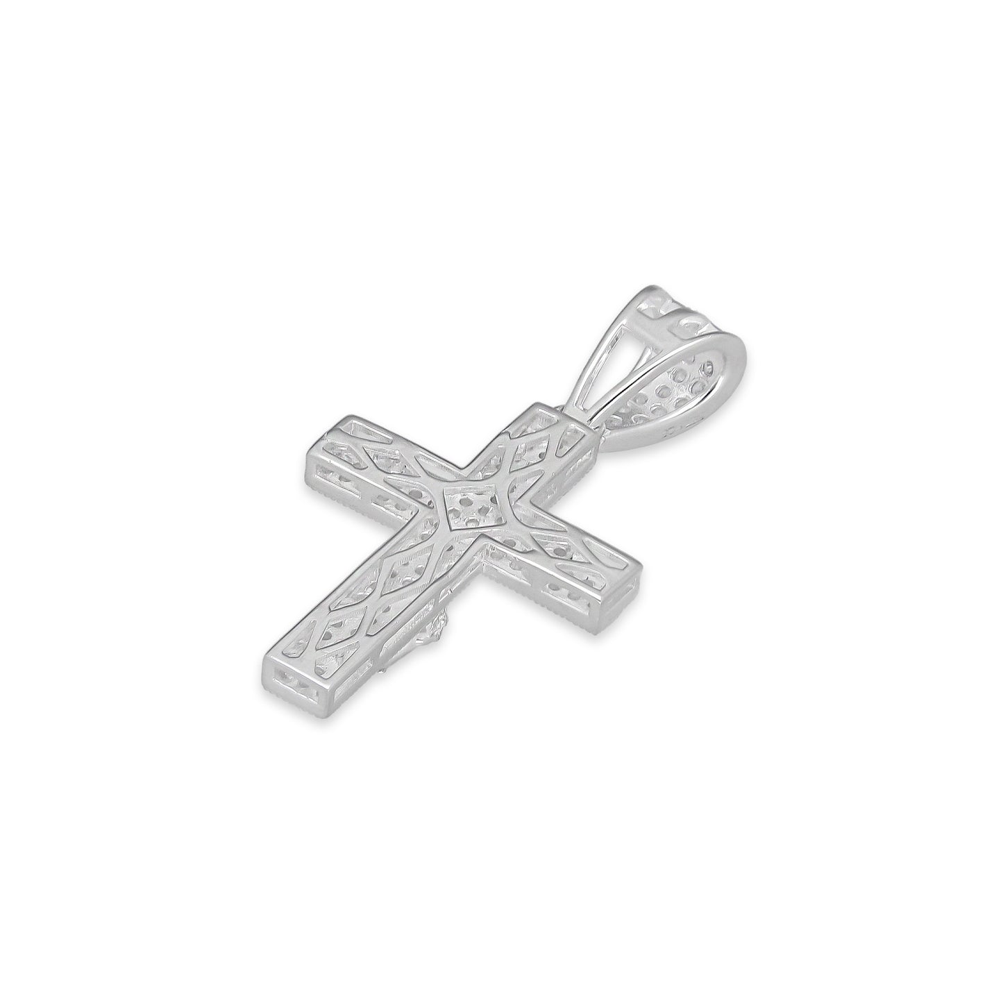 LPDJ291 Dije Crucifijo Struct Pavé 1.8 cm x 3.7 cm en Plata .925 2601036955