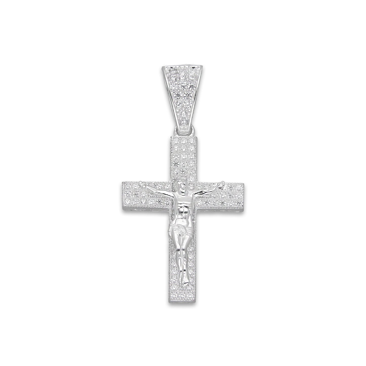 LPDJ291 Dije Crucifijo Struct Pavé 1.8 cm x 3.7 cm en Plata .925 2601036955