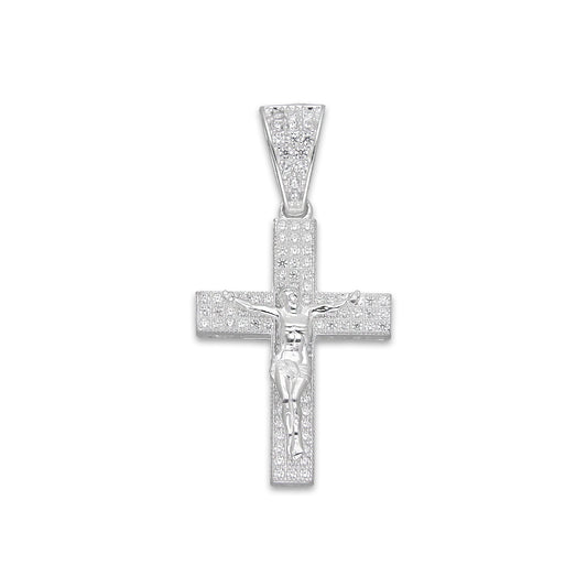 LPDJ291 Dije Crucifijo Struct Pavé 1.8 cm x 3.7 cm en Plata .925 2601036955