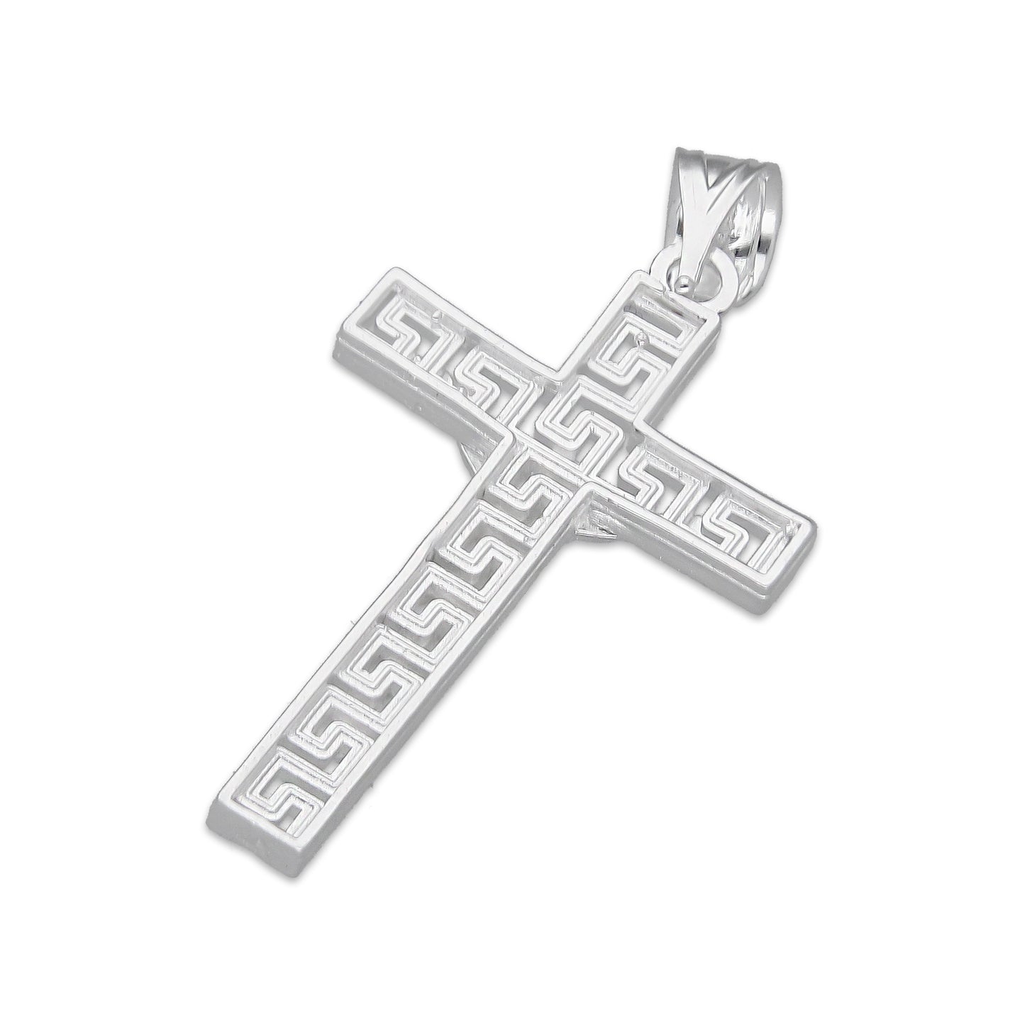 LPDJ292 Dije Crucifijo Grecas 1.6 cm x 3.3 cm en Plata .925 2689499403