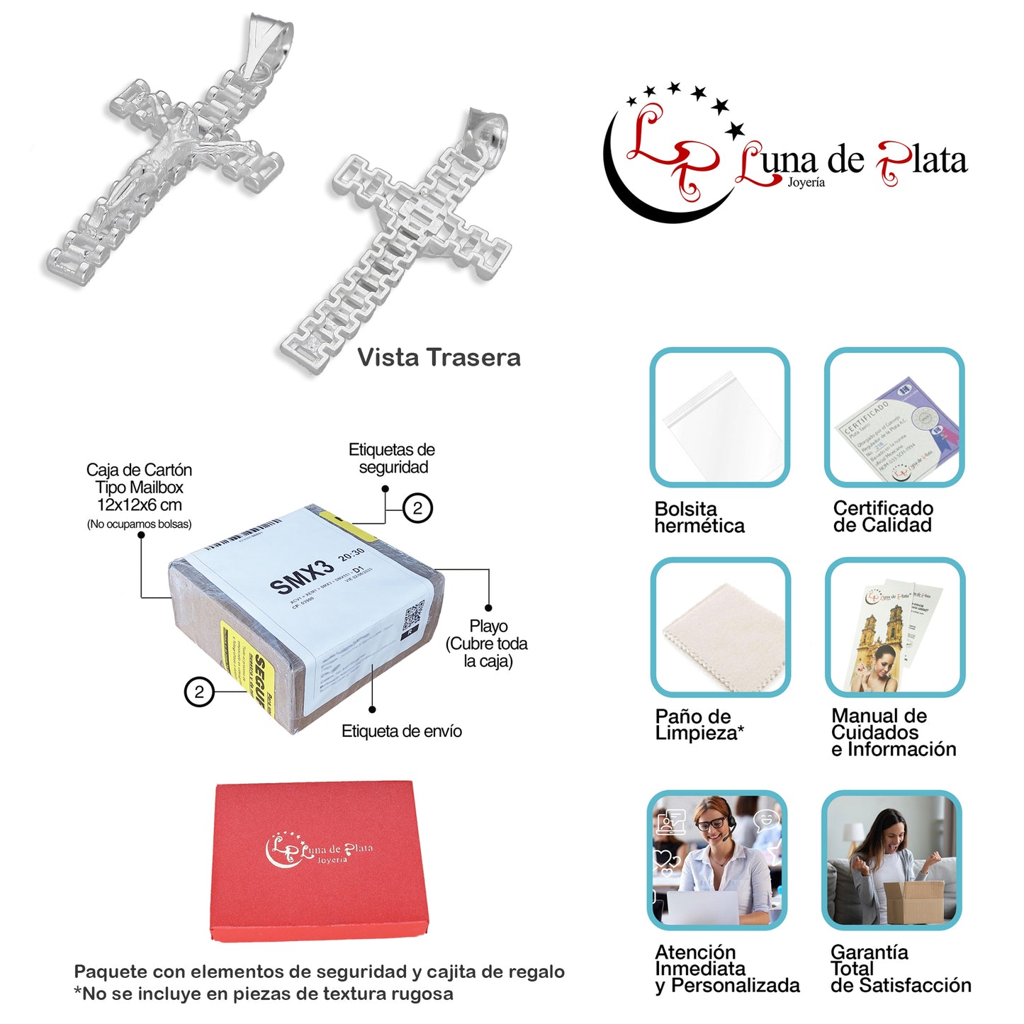 LPDJ294 Dije Crucifijo RLX Chico 1.5 cm x 3.3 cm en Plata .925 4671659672