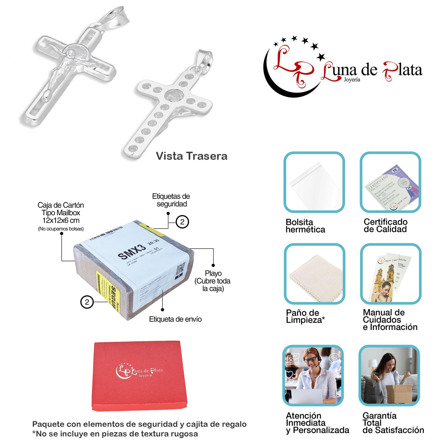 LPDJ295 Dije Crucifijo Base Zirconia 1.6 cm x 3.4 cm en Plata .925 4671556082