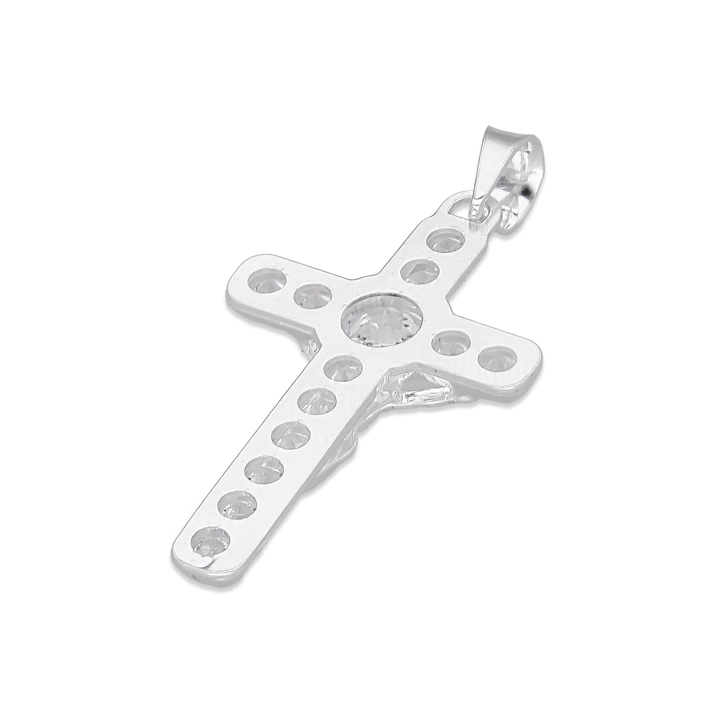 LPDJ295 Dije Crucifijo Base Zirconia 1.6 cm x 3.4 cm en Plata .925 4671556082