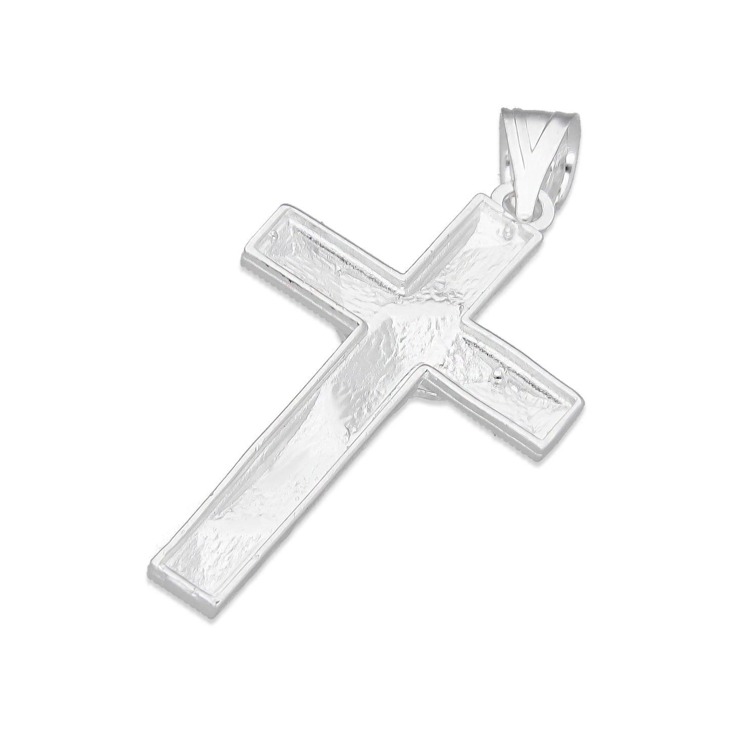 LPDJ296 Dije Crucifijo Mosaico Facetado 1.6 cm x 3.3 cm en Plata .925 4671867032