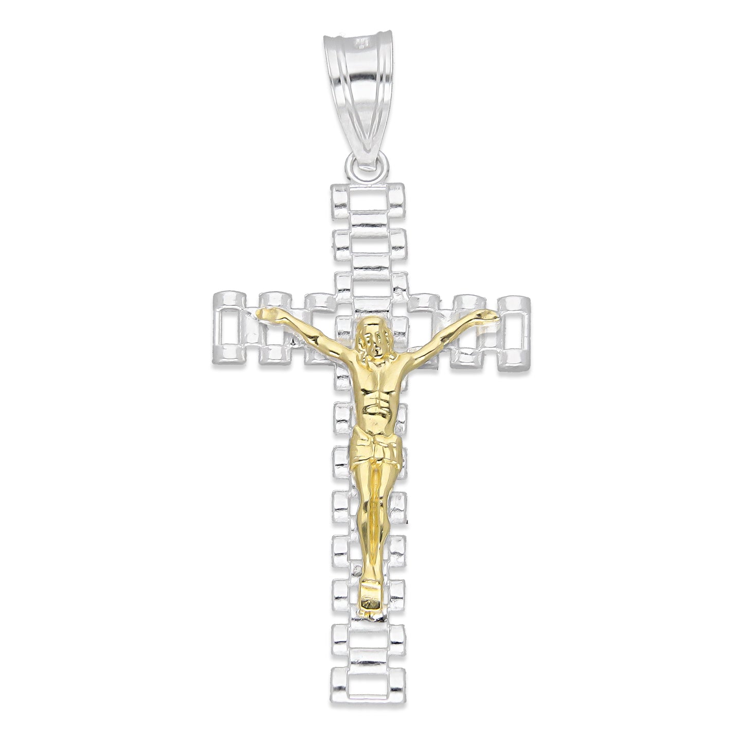 LPDJ299 Dije Crucifijo RLX Grande Cristo Dorado 2.1 cm x 4.6 cm en Plata .925 4671556084