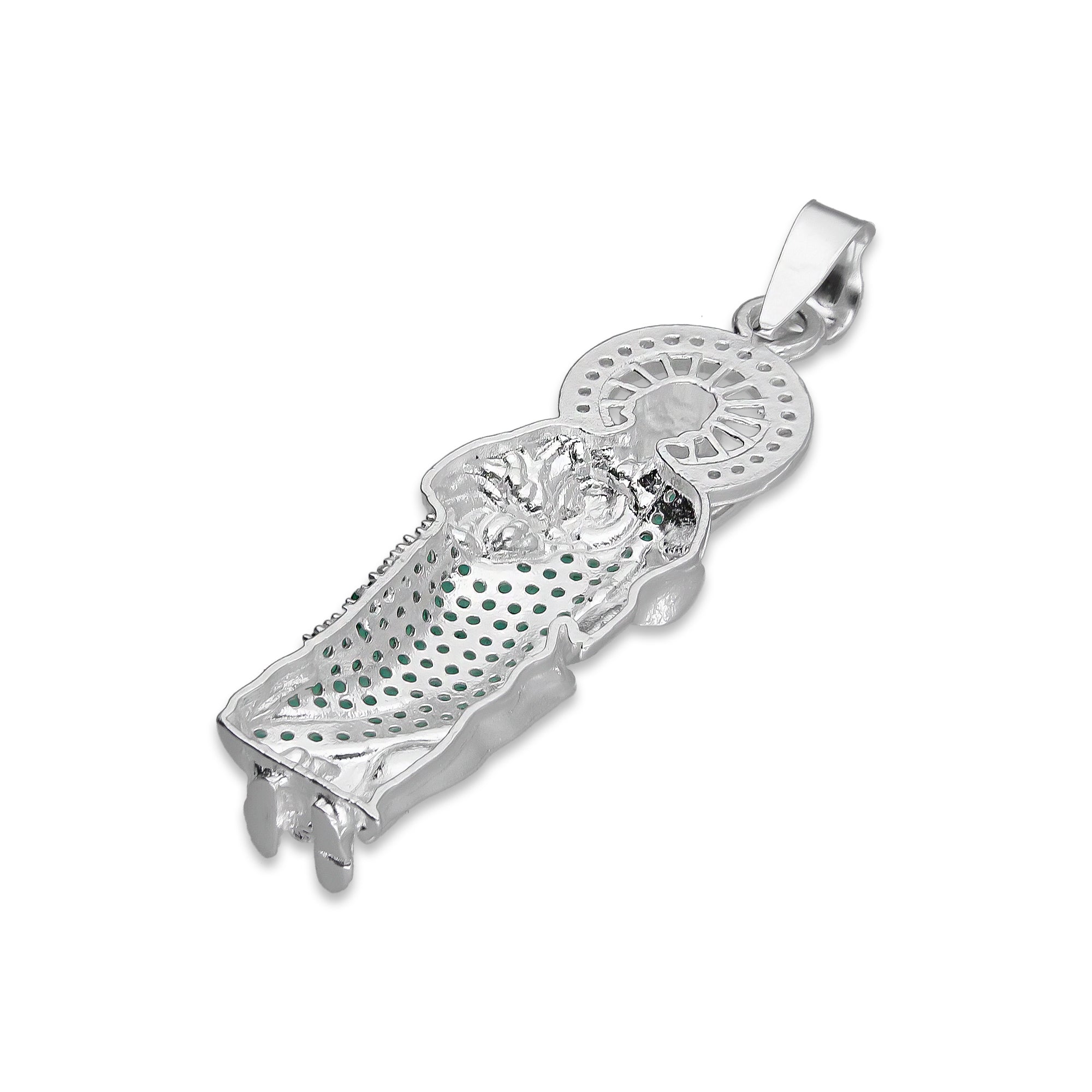 LPDJ302 Dije San Judas Manto Verde 1.4 cm x 4.9 cm en Plata .925 5204971556