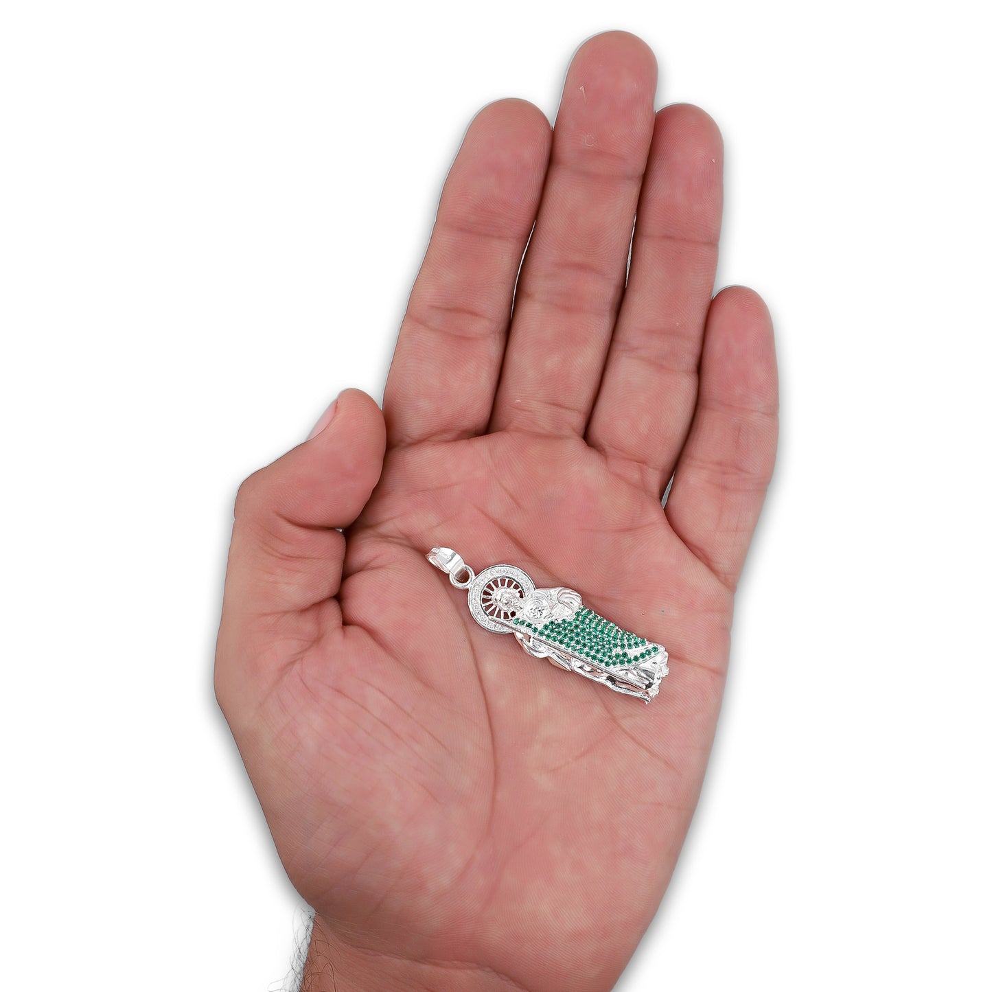 LPDJ302 Dije San Judas Manto Verde 1.4 cm x 4.9 cm en Plata .925 5204971556