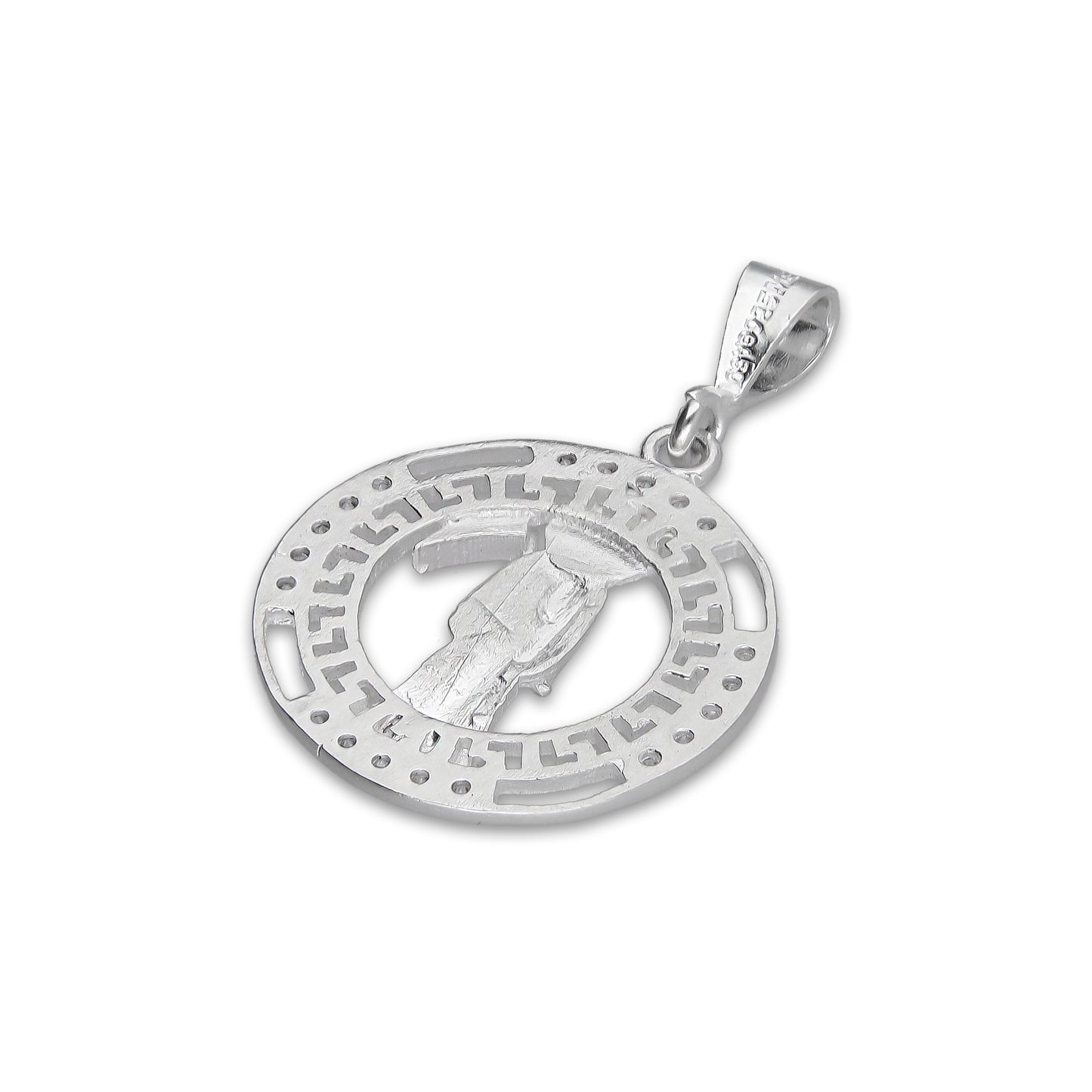 LPDJ304 Dije Medalla Santa Muerte Grecas 2.4 cm x 3.5 cm en Plata .925 5204999388