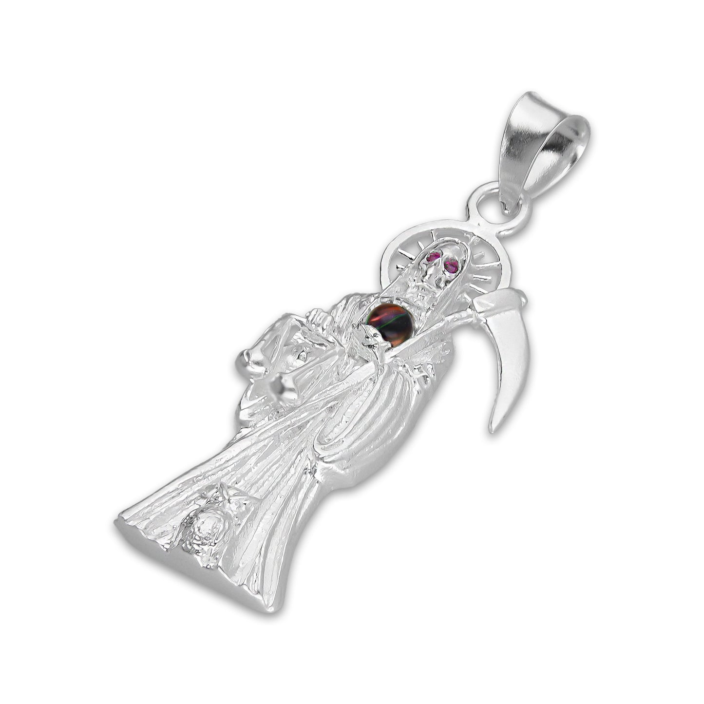 LPDJ306 Dije Santa Muerte Mundo Iris 2 cm x 5.7 cm en Plata .925 5204971558