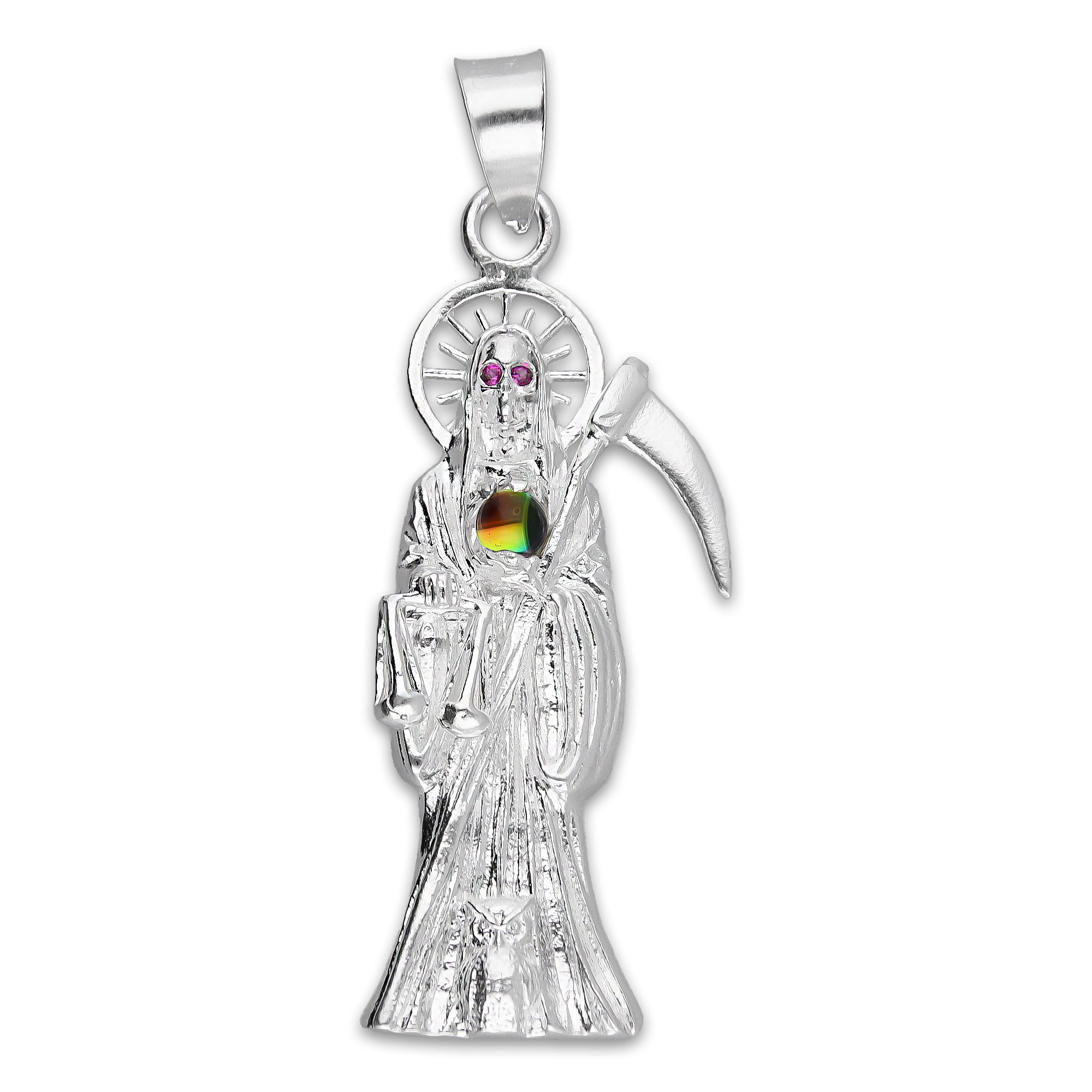 LPDJ306 Dije Santa Muerte Mundo Iris 2 cm x 5.7 cm en Plata .925 5204971558