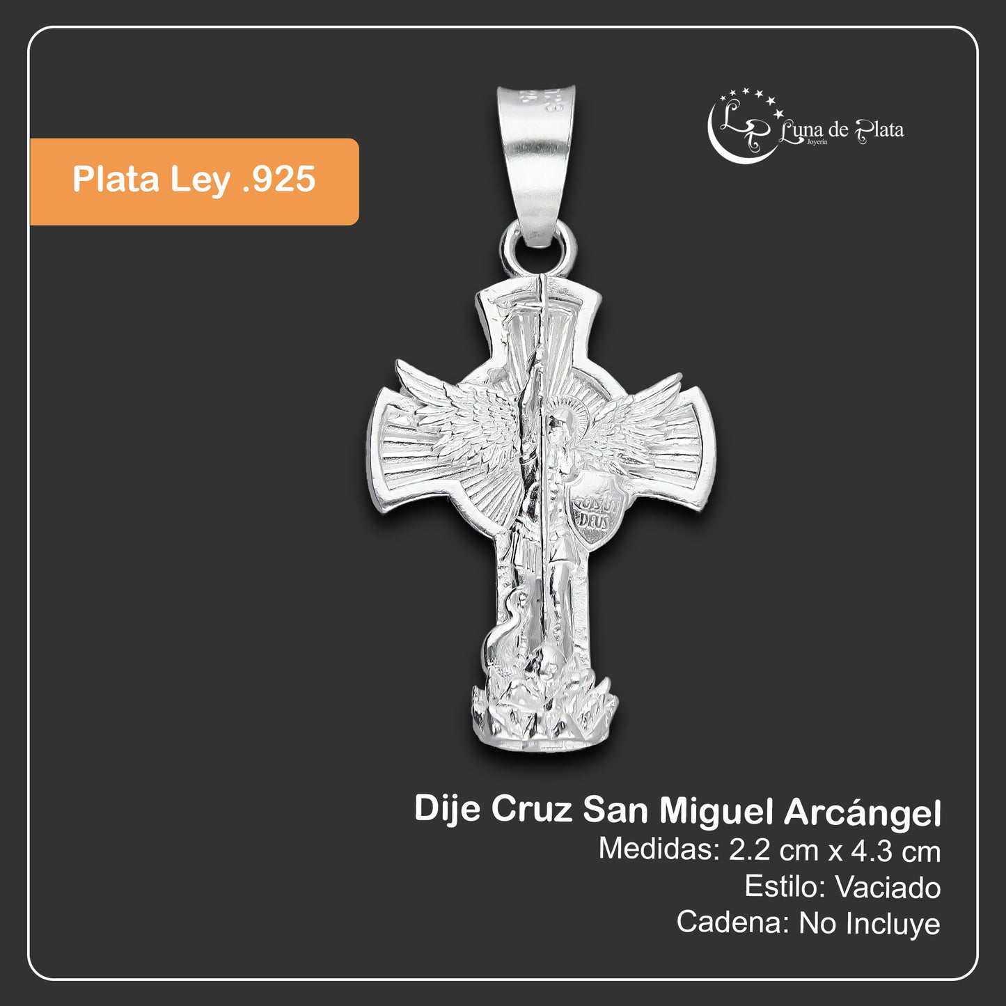 LPDJ307 Dije Cruz San Miguel Arcángel 2.2 cm x 4.3 cm en Plata .925 5204963960