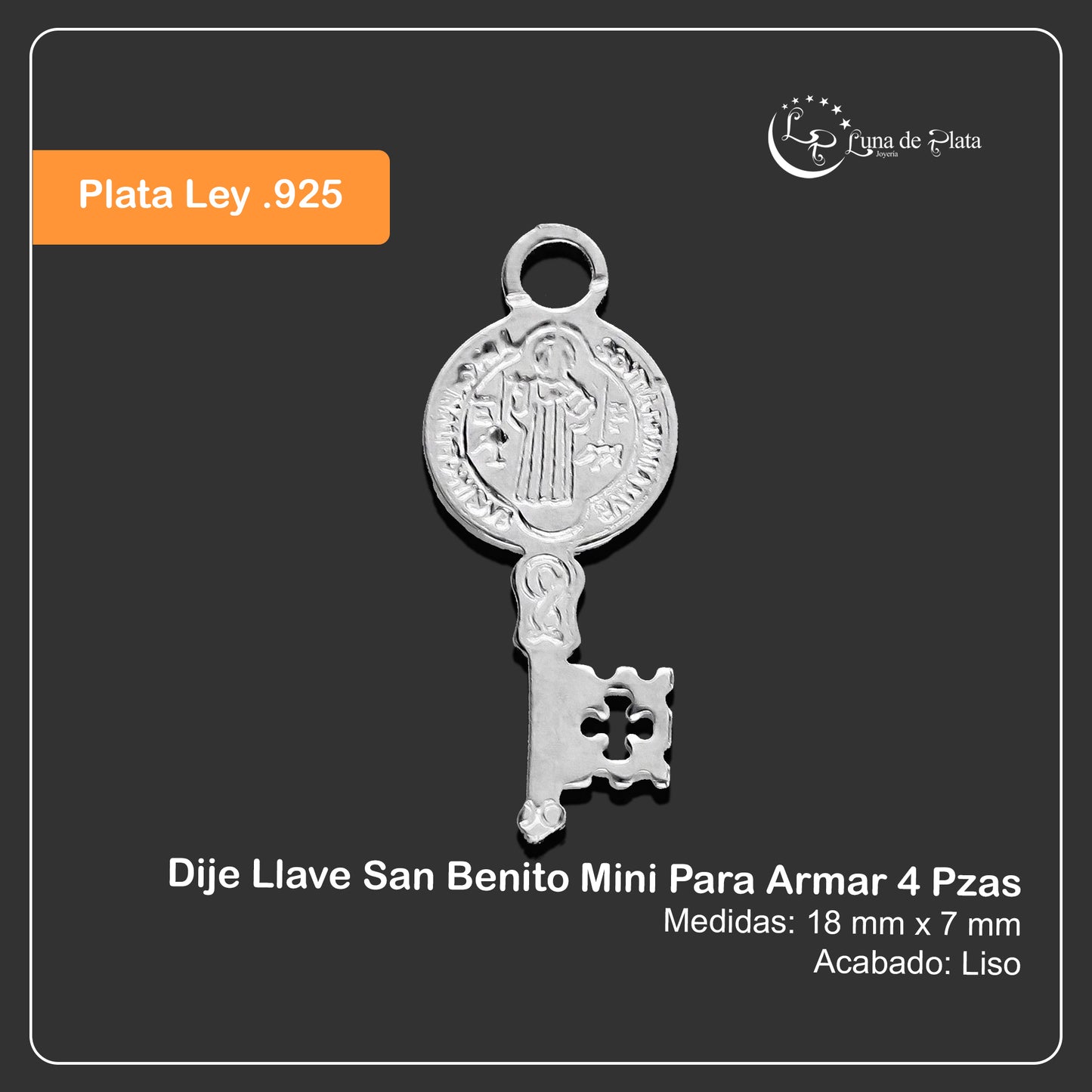 LPDJA010 Dije Llave San Benito Mini Para Armar 4 Pzas Plata .925 3378189834