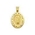 LPDJAU004 Dije Medalla Oro Sólido 10K Virgen Oval con Zirconias Radial Florentino 1.2 cm x 2.1 cm