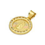 LPDJAU022 Dije Medalla Oro Sólido 10K Virgen Red Zirc Flor 1.6 cm x 2.2 cm -JC 5280700872