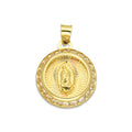 LPDJAU023 Dije Medalla Oro Sólido 10K Virgen Redonda Zirc Rad F1.5 cm x 2.1 cm -JC 7503062136722