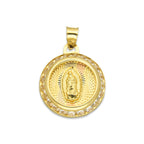 LPDJAU023 Dije Medalla Oro Sólido 10K Virgen Redonda Zirc Rad F1.5 cm x 2.1 cm -JC 7503062136722