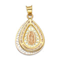 LPDJAU013 Dije Medalla Oro Sólido 10K Gota Virgen Excéntrica Calada con Zirconias 1.7 cm x 3 cm 5277479976