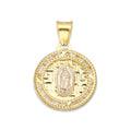 LPDJAU015 Dije Medalla Oro Sólido 10K Virgen Grecas con Zirconias 1.6 cm x 2.4 cm 5277311954