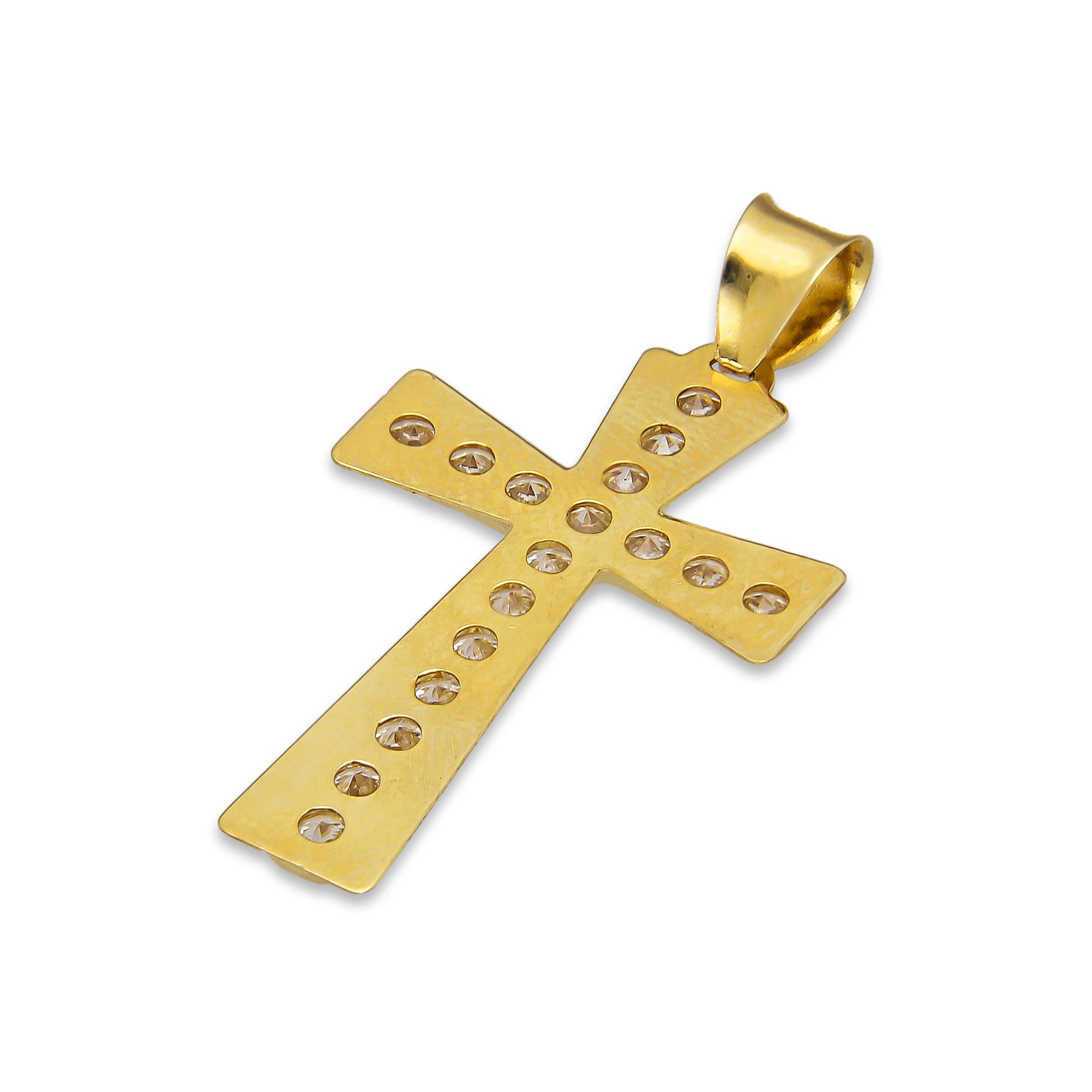 LPDJAU018 Dije Crucifijo Oro Sólido 10K Cruz Excéntrica Diamantada con Zirconias 1.7 cm x 3.3 cm 5277311952