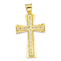LPDJAU018 Dije Crucifijo Oro Sólido 10K Cruz Excéntrica Diamantada con Zirconias 1.7 cm x 3.3 cm 5277311952