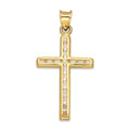 LPDJAU019 Dije Crucifijo Oro Sólido 10K Cruz Recta sin Cristo con Zirconia 1.7 cm x 3.4 cm 5277311966