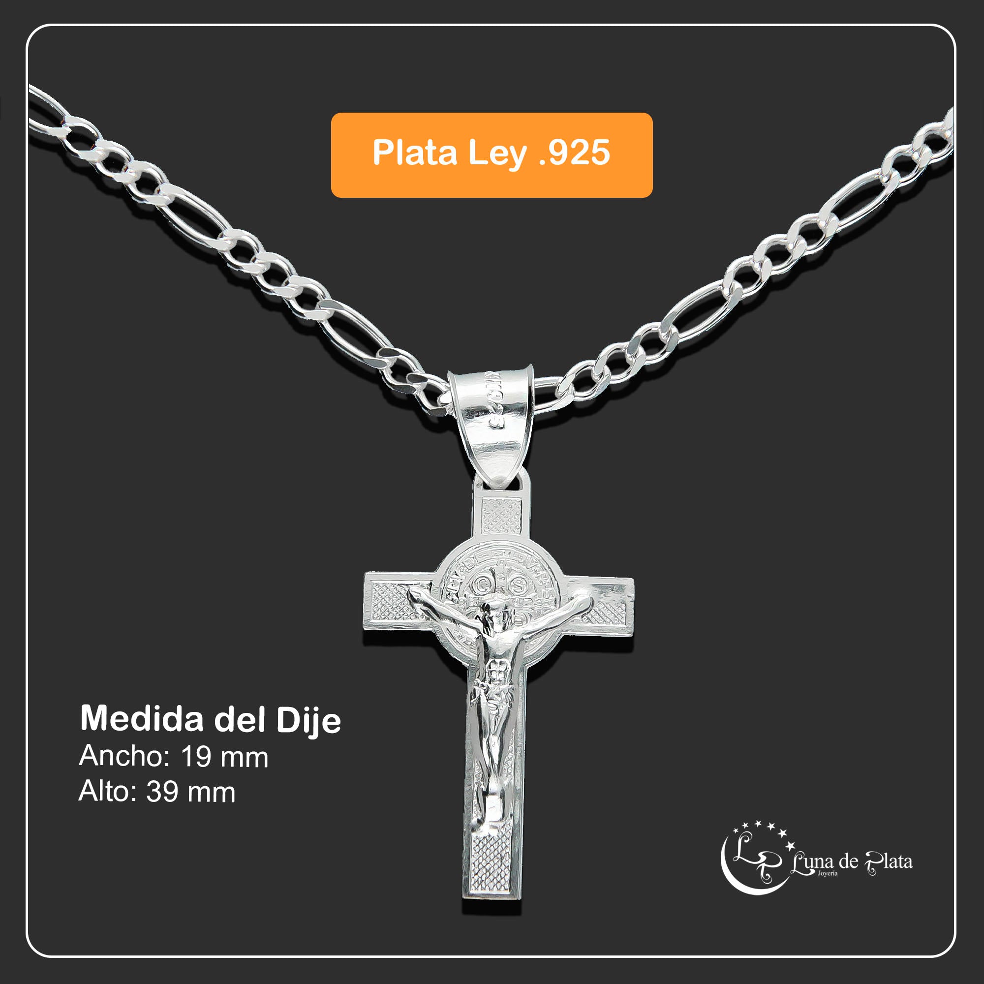 LPDP006 Dije Cruz Sn Benito 2 Vistas Ch + Cadena 70 cm Plata .925 Taxco 1349472258