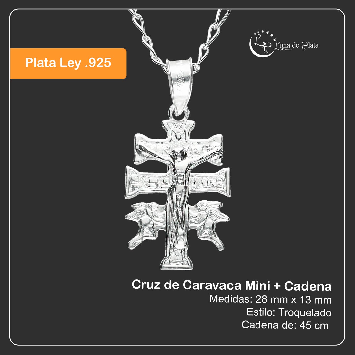 LPDP024 Dije Cruz Caravaca Mini + Cadena + Regalo Plata .925 Taxco Gro 1364412821