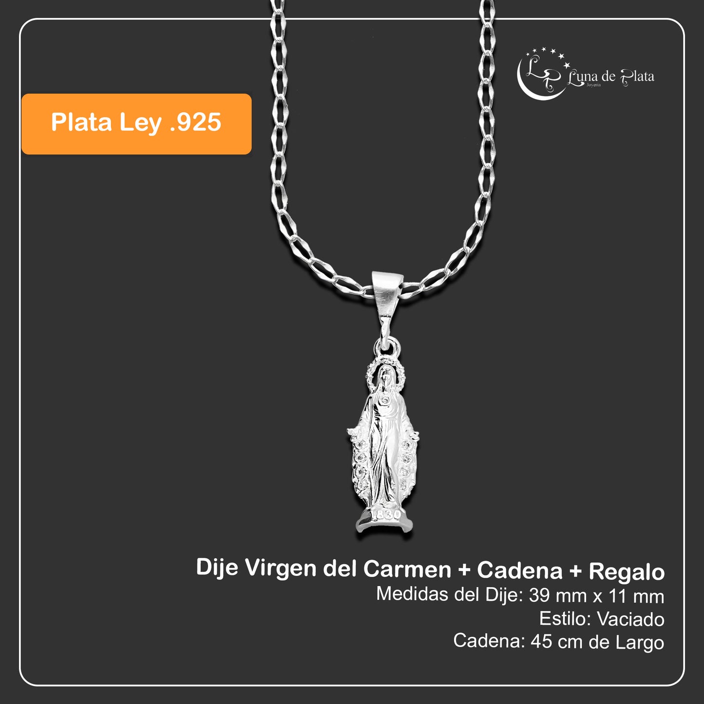 LPDP030 Dije Virgen del Carmen + Cadena + Regalo Plata .925 Taxco Gro 1365045025