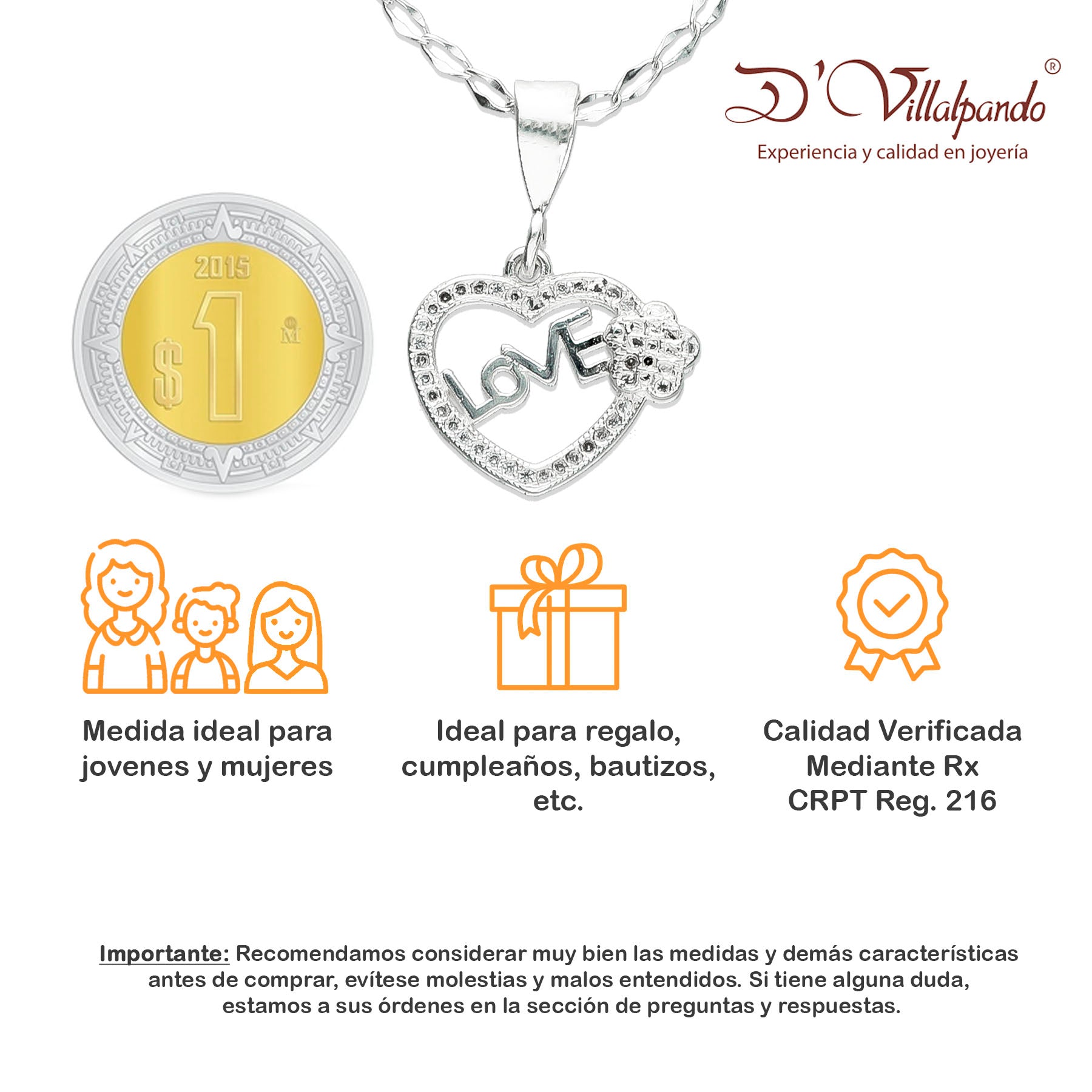 LPDP037 Dije Corazón Love F + Cadena 45 cm + Regalo Plata .925 Taxco Gro 1381088924