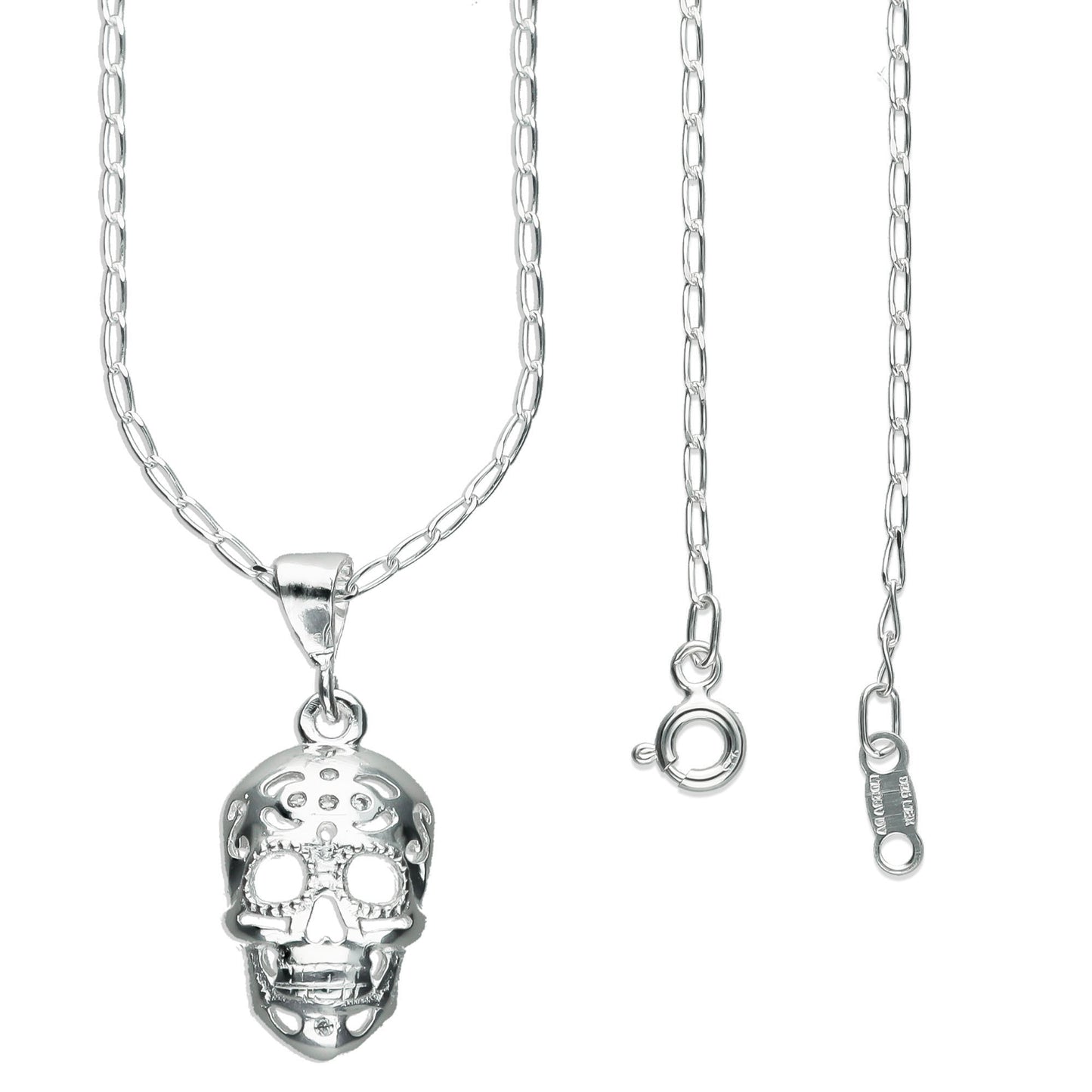 LPDP049 Dije Calavera AB + Cadena 45 cm Plata .925 Taxco Gro 1385789825