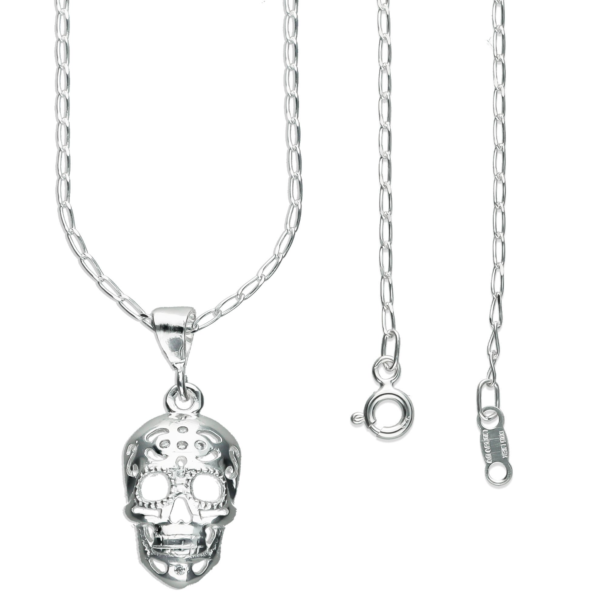 LPDP049 Dije Calavera AB + Cadena 45 cm Plata .925 Taxco Gro 1385789825