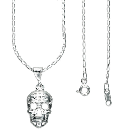 LPDP049 Dije Calavera AB + Cadena 45 cm Plata .925 Taxco Gro 1385789825