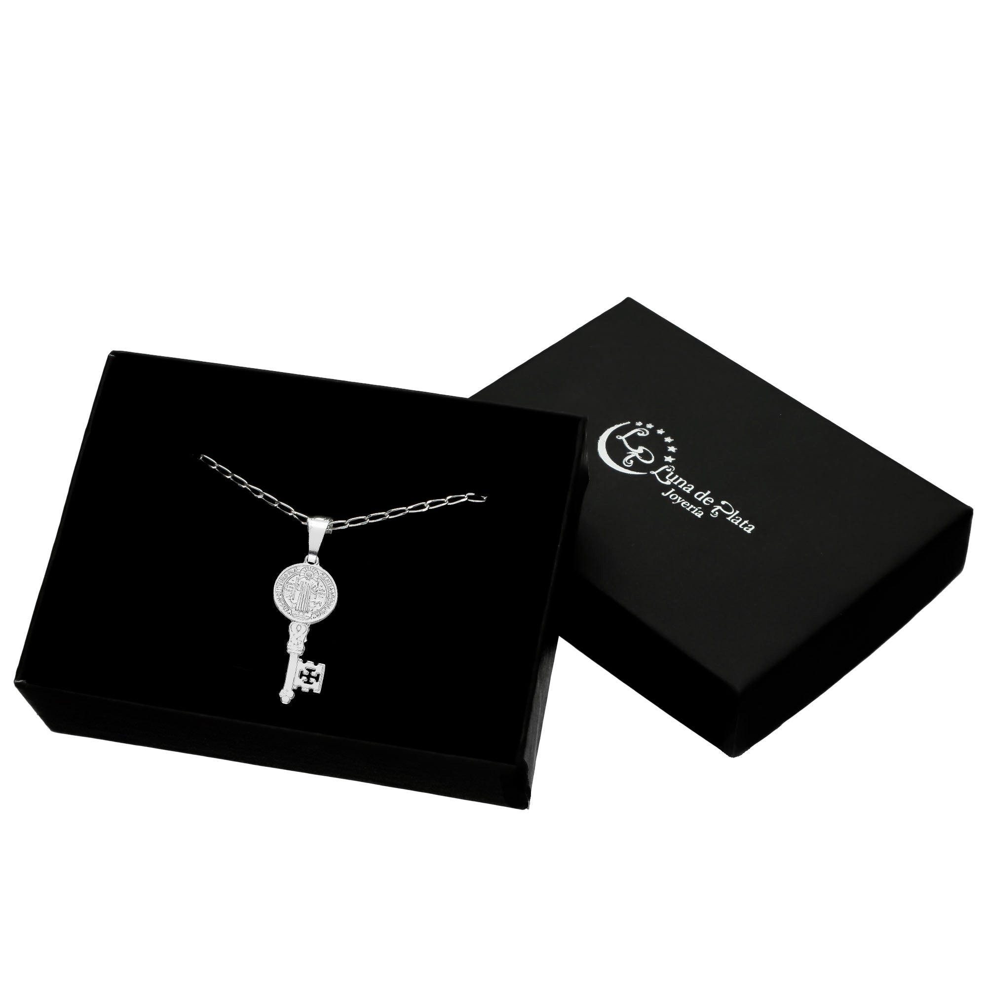 LPDP053 Dije Llave San Benito 3.6 cm x 1.2 cm + Cadena 40 + Regalo Plata .925 Taxco Gro 1386624523