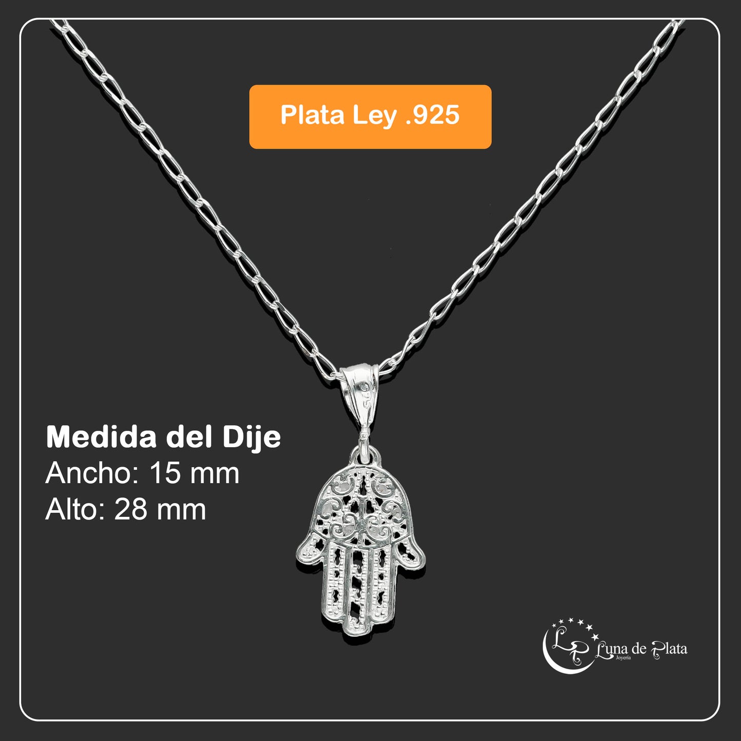 LPDP057 Dije Mano Fátima 6P + Cadena + Regalo Plata .925 Taxco Gro 1388538483